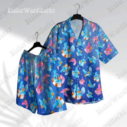 Discover Mudkip Hawaiian Shirt and Shorts Water Type Aloha Beachwear