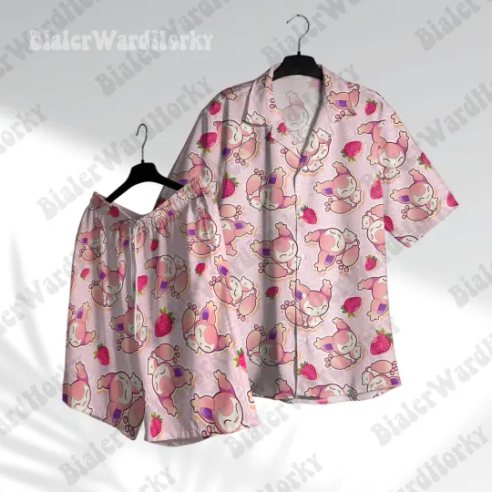 Discover Skitty Sweet Hawaiian Shirt, Cute Aloha Shirt, Anime Hawaiian Shirt