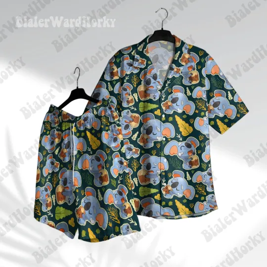 Discover Komala Kawaii Hawaiian Shirt, Aloha Style, Nature Print, Anime Design, Casual Short Sleeve Top