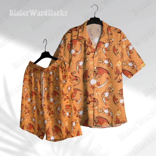Charmander Evolution Hawaiian Shirt Fire Type Aloha Shirt Charizard