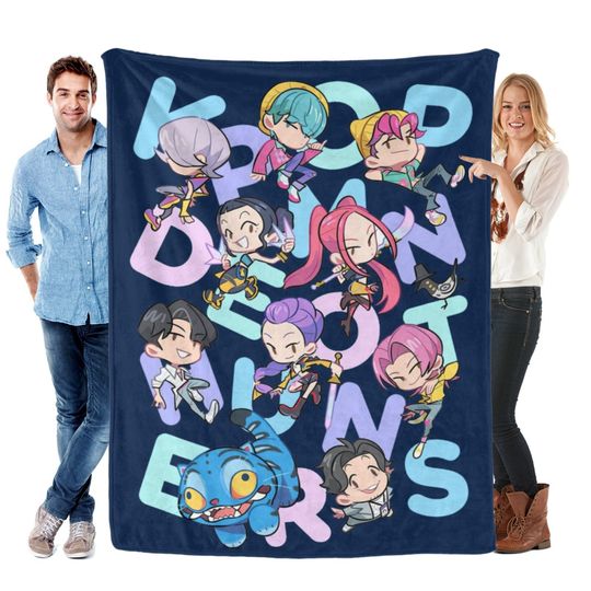 Huntrix K-Pop Demon Hunters Blanket,Cozy Huntrix Blanket, Anime Inspired,Teen Girl Room Decor,Huntrix Blanket Gifts,Kpop Demon Movie Blanket