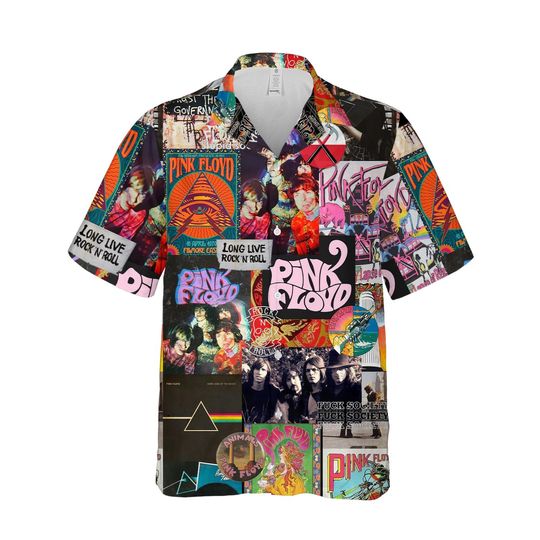 Pink Floyd Hawaiian Shirt, Retro Rock Band Aloha Shirt, Psychedelic Music Summer Beach Shirt