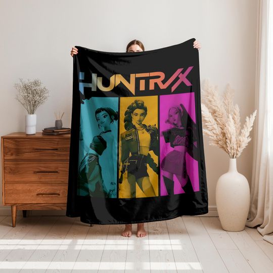 Discover Cute Kpop Demon Hunter Blanket,Kpop Fun Gift,Cozy K-Pop Demon Hunters Huntrix Blanket,Anime Inspired, Huntrix Inspired Blanket,Gift for Her