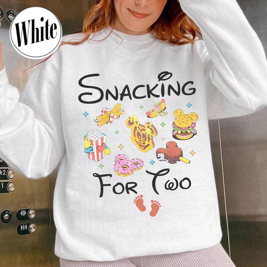 Discover Disney Snacking For Two Pregnancy Sweatshirt, Disney Food Mom To Be Sweatshirt, Disney Maternity Snack, Disney Pregnancy Announcement