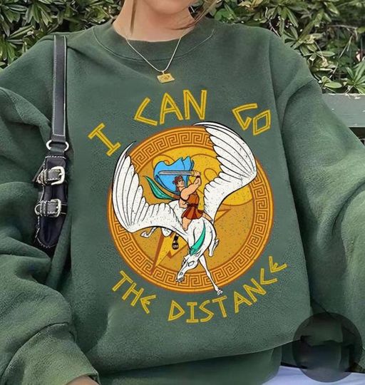 Discover Disney Hercules and Pegasus I Can Go The Distance Vintage Sweatshirt, Disneyland Family Vacation Sweatshirt, Disney Matching Birthday Gifts