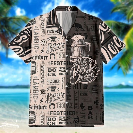 Discover Beer O'Clock Hawaiian Shirt Men’s Aloha Button-Down Luau Shirt