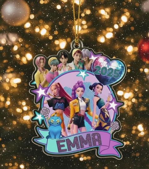 Personalized Huntrix Christmas Arcylic Ornament, Custom Kpop Idol Demon Hunter Ornament, 2025 Christmas Ornament, Xmas Tree Decor