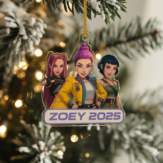 Personalized Kpop Demon Hunters Ornament, Huntrix Birthday, Custom Derpy Tiger Christmas Ornament, Gifts For Kpop Fan Kpop Anime Gift
