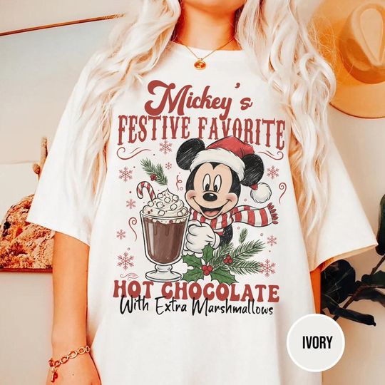 Discover Disney Mickey's Festival Favorite Hot Chocolate Christmas T-Shirt, Disney Mickey's Very Merry Christmas Party, Holiday Coffee Lovers