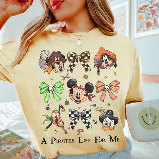 Discover Disney A Pirates Life For Me Mickey and Friends Coquette Bows T-shirt, Disney Cruise Line Pirates Tee, Disney Pirates of the Caribbean Shirt