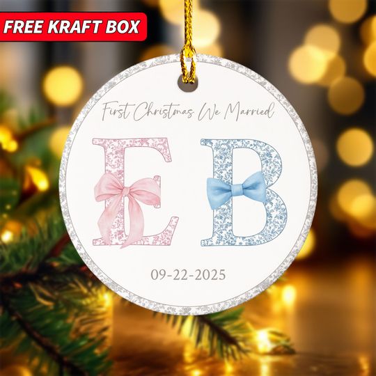 Discover First Christmas Married Ornament, Personalized Wedding Gift Ornament