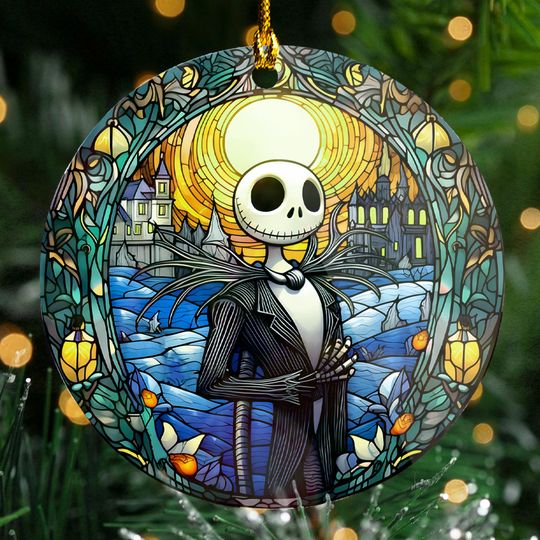 Stained Glass Scary Christmas Ornament, Nightmare 2025 Christmas Tree Decor