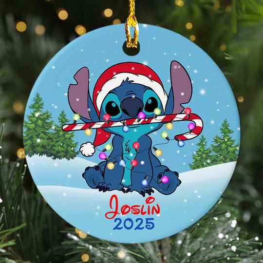 Discover Personalized Ornament Adorable Dog Stitch Gift, Customized 2025 Christmas Tree Decor