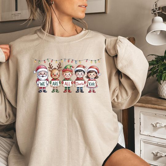 Discover Christmas With Charlie Kirk Sweatshirt: Patriotic Holiday Family Xmas Lights