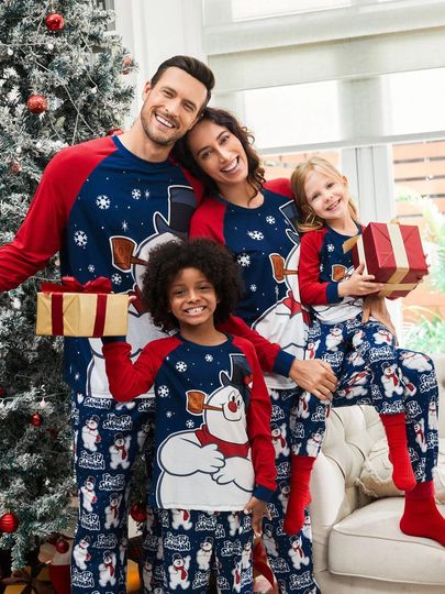 Discover Snowman Family Christmas Pajamas, Winter Holiday Pajamas Set, Xmas Gift Loungewear