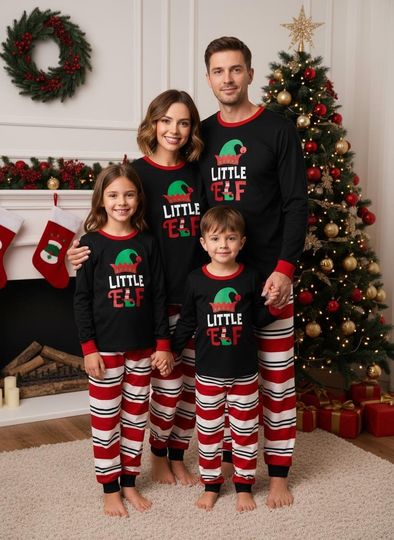 Discover Matching Family Christmas Pajamas, Striped Holiday Pajamas Set, Xmas Gift Loungewear