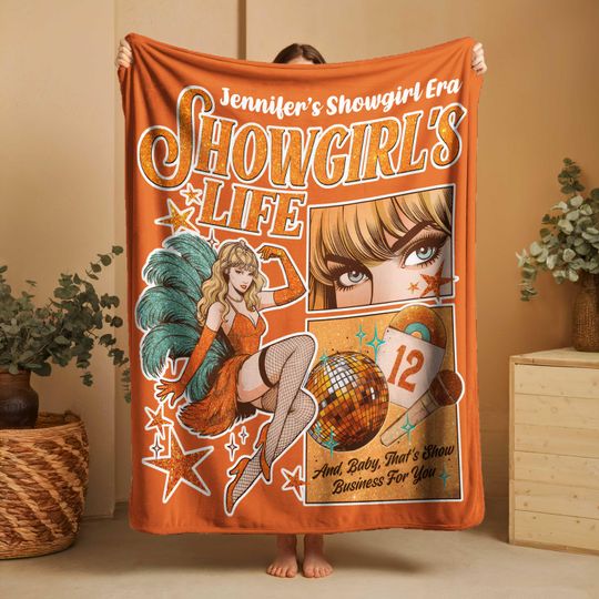 Discover Personalized Showgirl Blanket: Retro Music Fan Gift Throw