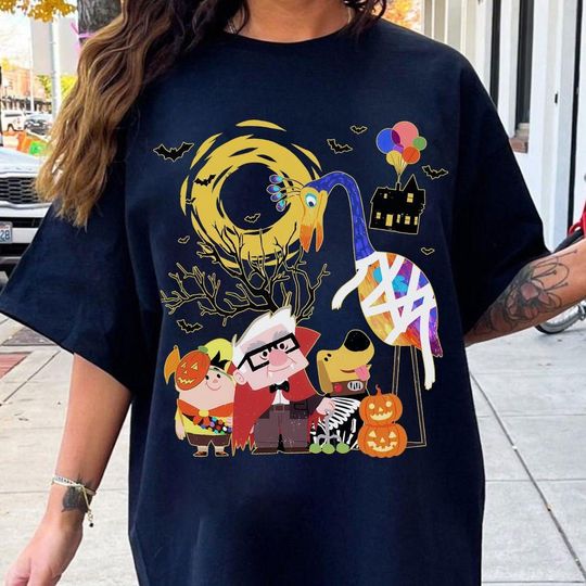 Discover Disney Up Movie Carl Russell Kevin Dug Costume Halloween T-Shirt, Disneyland Halloween Party, WDW Disney Halloween Trip Matching Family Tee