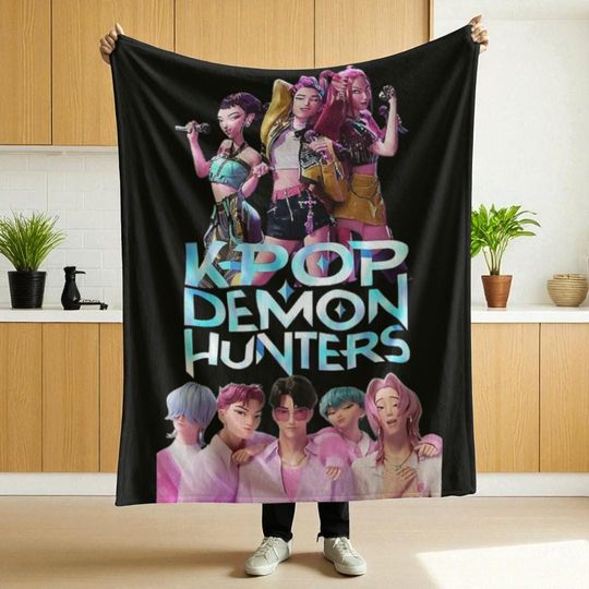 Discover Kpop Demon Hunters Blanket - Kpop Demon Hunters Merch - Huntrix Blanket - Saja Boys Blanket - Soft Cozy Fleece Blanket