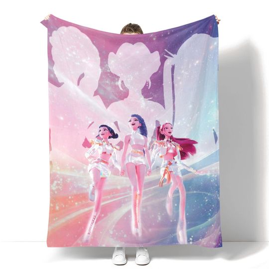 Discover HUNTRX Kpop Blanket, Cozy K-Pop Demon Hunters Huntrix Blanket, Cute Huntrix Inspired Blanket, Gift for Huntrix Fans, Christmas Family Gifts