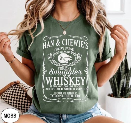 Discover Star Wars Han & Chewie's Whiskey Chewbacca Funny Retro T-Shirt, Disney Hollywood Studios Trip, Galaxy's Edge Tee, Straight Smuggler Whiskey