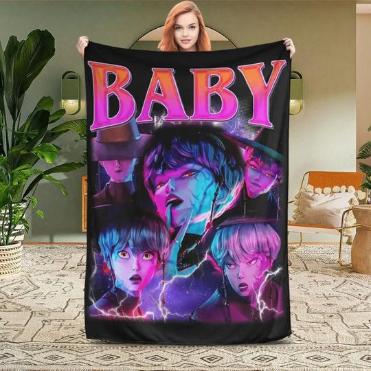 Discover K-Pop Demon Hunters Saja Boys Baby Velveteen Plush Blanket - Soft and Cozy Throw K-Pop Fans, Gift Anime fans, Korean Pop, Christmas Gifts