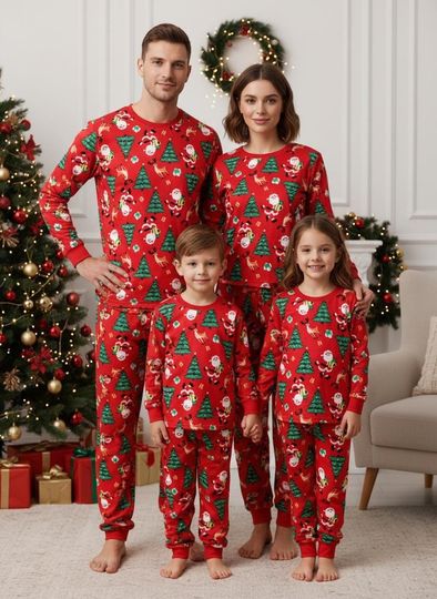 Discover Santa Family Christmas Pajamas Santa Reindeer Pajamas Set Xmas Holiday Gift