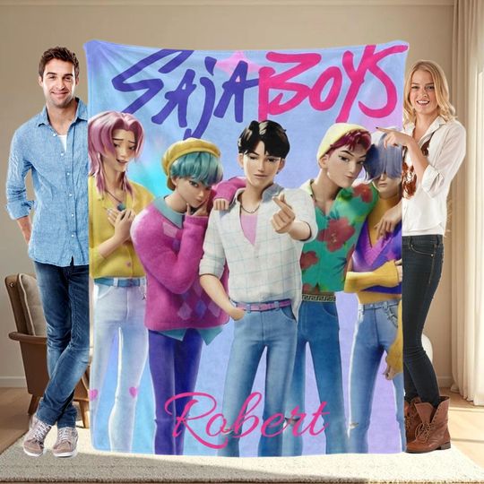 Discover Saja Boys Blanket,Custom Gift for K-Pop Fans,Custom Kpop Demon Hunters Blanket,Personalized Huntrix Rumi, Mira, Zoey Blanket,K-pop Fun Gift