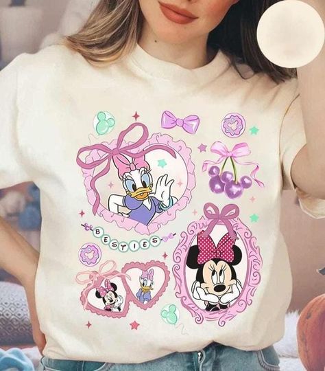 Discover Disney Besties Minnie and Daisy Coquette Bow T-Shirt, Disney Besties Trip Matching shirt, Disney Girls Trip Shirt, Disneyland Matching Shirt