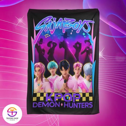 Discover Saja Boys Kpop Demon Hunters Blanket, Cozy Flannel Throw for Fans, Anime Plush Blanket, Kpop Demon Hunter Gift, Saja Boys Jinu