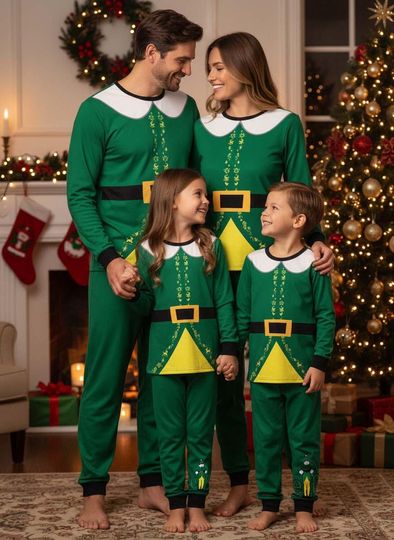 Discover Elf Family Christmas Pajamas Matching Elf Pajamas Set Festive Holiday Gift