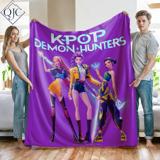 Discover Kpop Demon Hunters Blanket, Anime Kpop Throw Blanket, Huntrix Inspired Plush Blanket, Gift for Kpop Fans and Anime Lovers