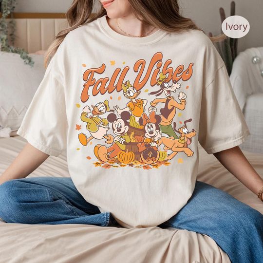 Discover Disney Mickey and Friends Halloween Fall Vibes T-Shirt, Autumn Vibes Pumpkin Spice Shirt, Magic Kingdom Halloween Tee, Spooky Season Shirt
