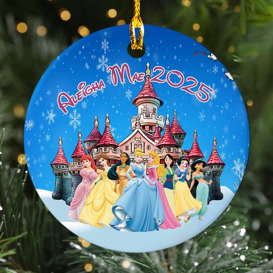 Discover Personalized Disney Princess Party Christmas Ornament, Cute Princess Custom 2025 Christmas Tree Decor, Castle Princess Xmas Gift For Her