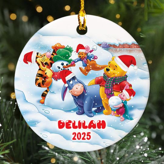Personalized Winnie The Pooh Christmas Ceramic Ornament