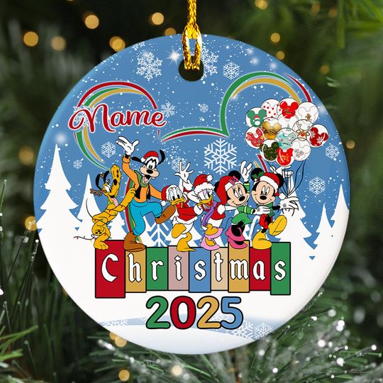 Discover Personalized Funny Disney Christmas Ornament, Mouse And Friend Party Customized 2025 Christmas Tree Decor, Mouse Ears Xmas Gift For Kid
