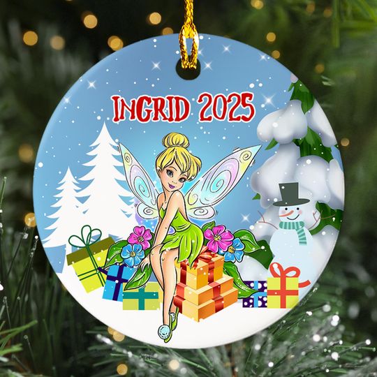 Personalized Tinkerbell Princess Christmas Ornament, Cute Wing Fairy Christmas Tree Decor