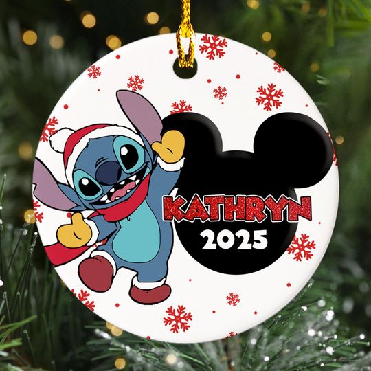 Discover Personalized Stitchmas Ornament, Stitch Santa Xmas Customized Christmas Tree Decor, Cute Alien Dog Christmas Ornament Gift For