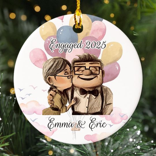 Personalized Carl & Ellie Old Couple Ornament, Family Husband And Wife Xmas Tree Decor
