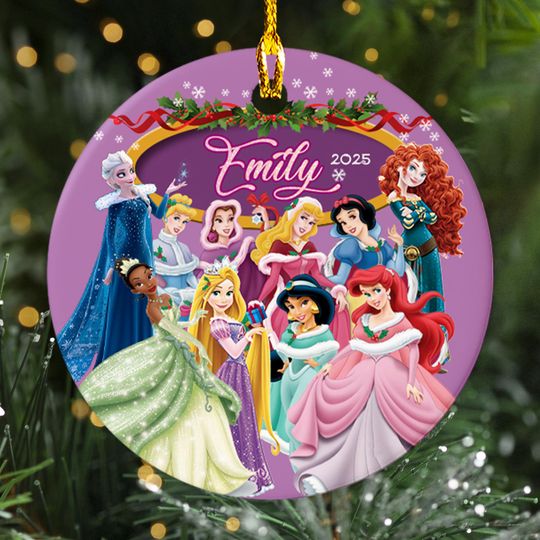 Discover Personalized Disney Princess Group Christmas Ornament, Princess Party Custom Christmas Tree Decor, Princess Lover Xmas Gift For Kid