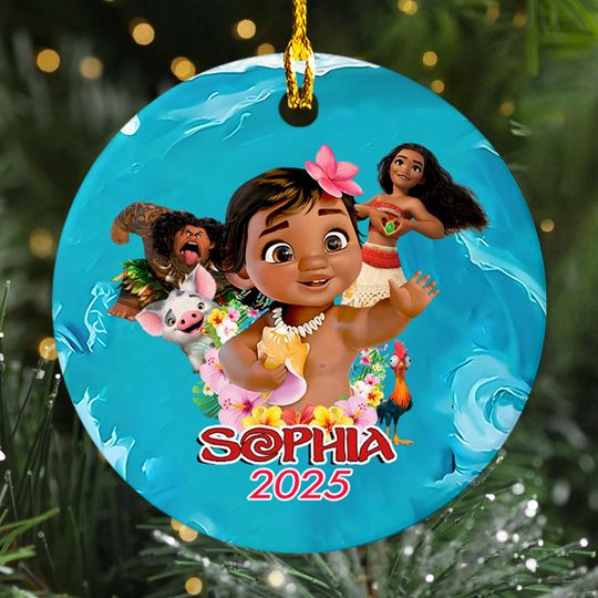 Personalized Ornament Moana Princess And Her Friend, Animation Movie Xmas Ornament Gift