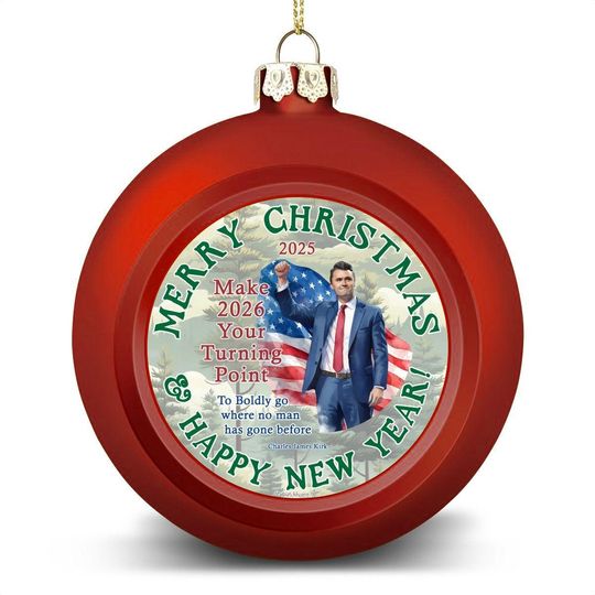 Charlie Kirk "Boldly go..", Christmas Ball Ornament, Tree Decoration, Holiday Dcor