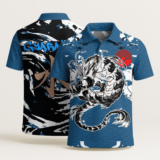 Gyarados Polo Shirt Japanese Water Dragon Aloha Shirt