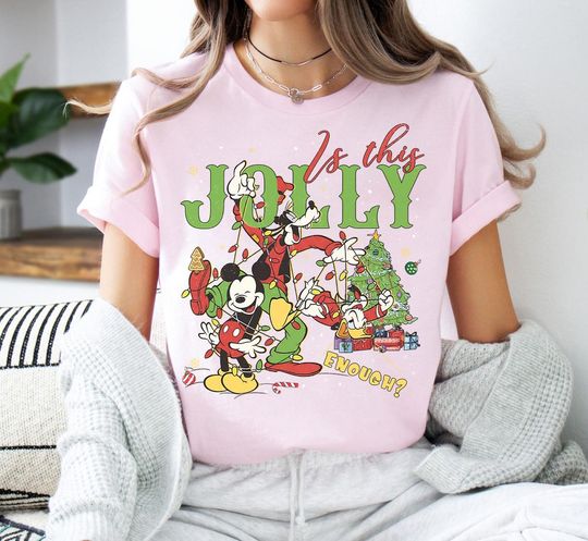 Discover Disney Mickey and Friends Christmas Lights Is this Jolly Enough T-Shirt ,Disney Xmas Family Gifts, Mickey's Very Merry Christmas Party