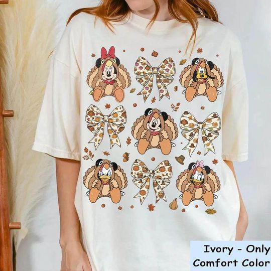Discover Disney Coquette Bows  Mickey Thanksgiving T-Shirt, Autumn Vibes Pumpkin Spice Shirt, Magic Kingdom, Disney Fall Vibes On Main Street Shirt