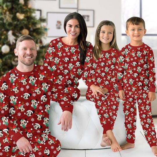 Discover Christmas Disney Mickey Mouse Matching Pajamas, Disney Mouse Family Pajamas, Mickey And Minnie Head Pjs, Xmas Gift