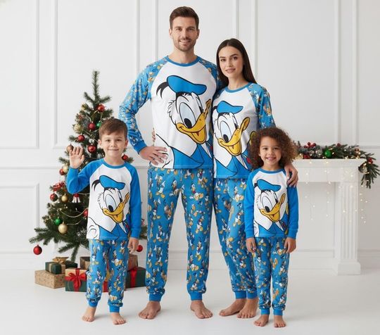 Discover Disney Long Sleeve Pajamas Set, Donald Duck Christmas Pajamas Family, Cartoon Matching Pajamas, Holiday Gift