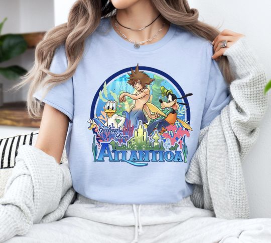Discover Disney Kingdom Hearts 1 Mermen Friends From Atlantica Donald Goofy T-Shirt, Disneyland Family Matching Shirt, Magic Kingdom, WDW Trip Tee