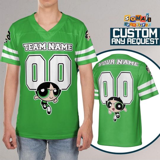 Discover Personalize Cartoon The Powerpuff Girls Buttercup Football, Custom Football, Powerpuff Girls Sports Jersey, Gift for fans