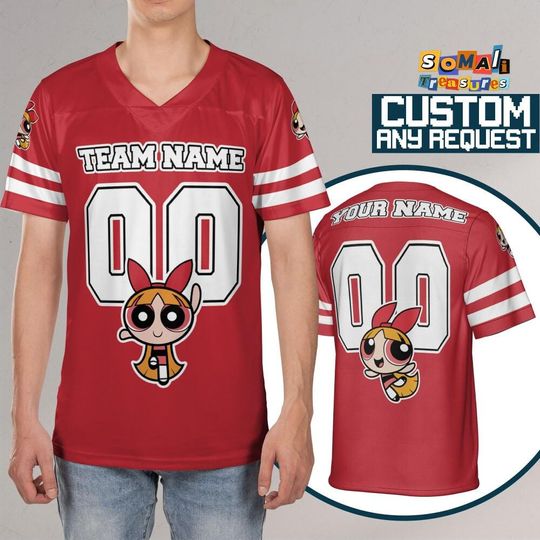 Discover Personalize Cartoon The Powerpuff Girls Blossom Football, Custom Football, Powerpuff Girls Sports Jersey, Gift for fans